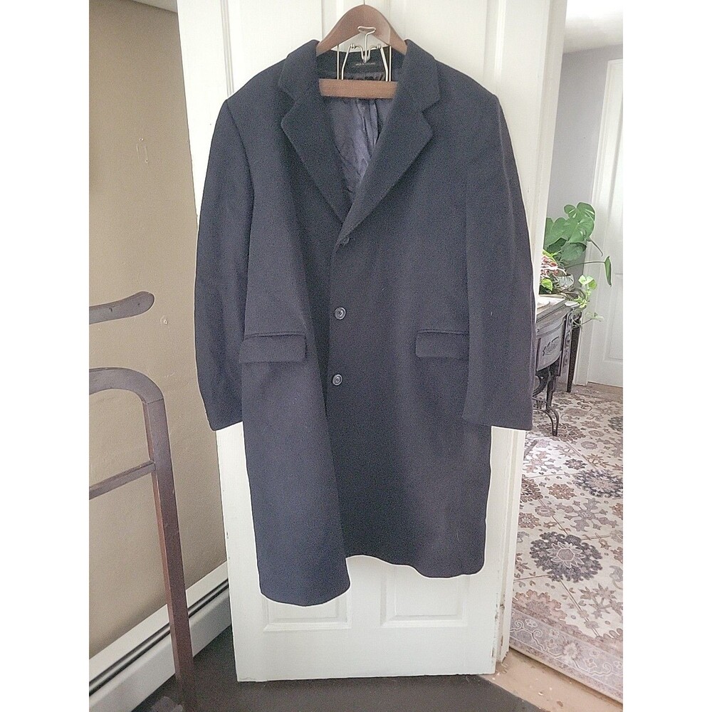Vtg Cashmere Blend Mens Coat Navy Kuppenheimer England